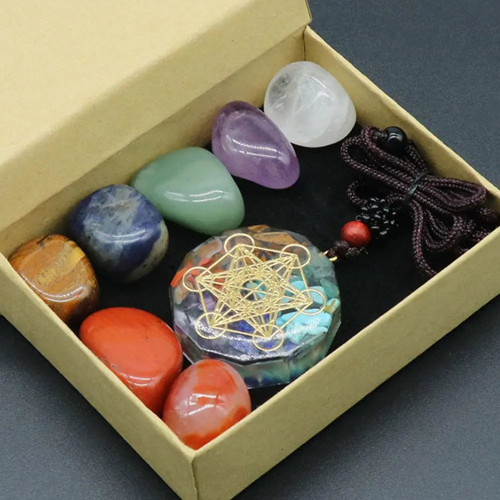 Natural Crystal Chakras Kit Amethyst Stone Healing