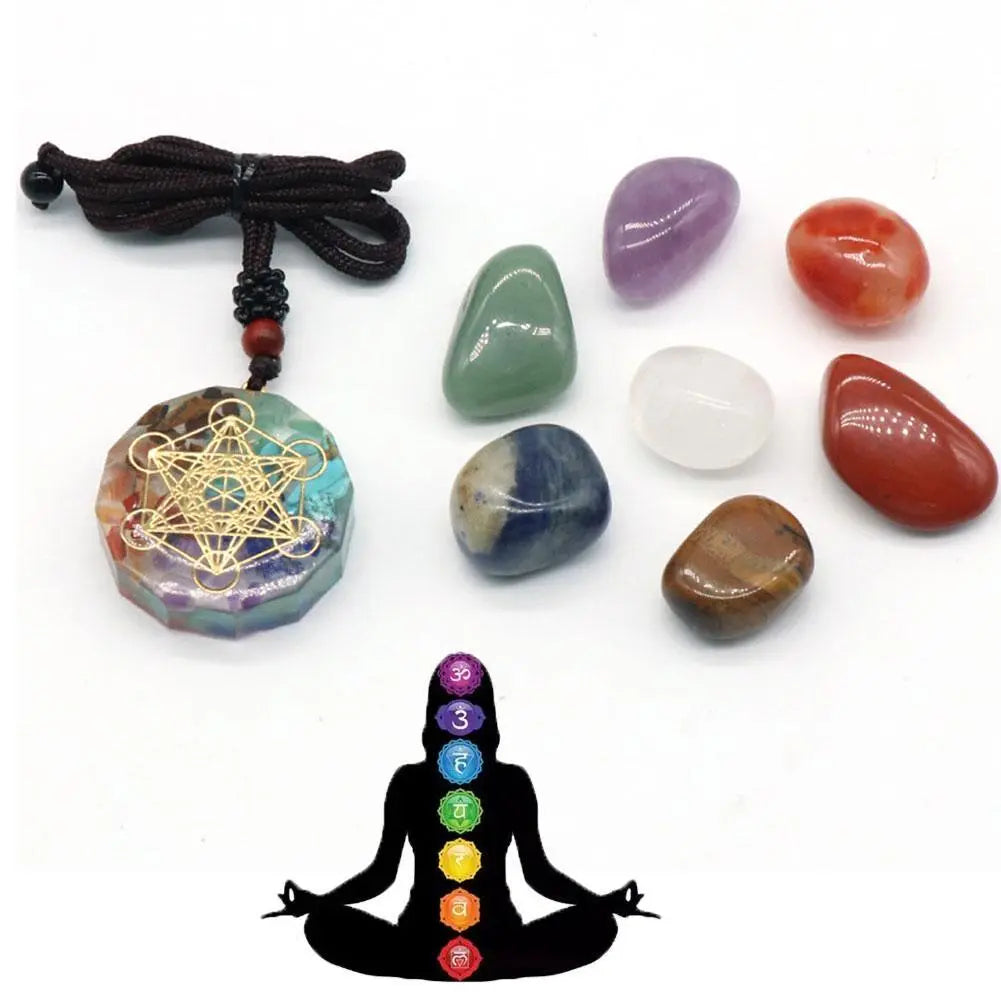 Natural Crystal Chakras Kit Amethyst Stone Healing