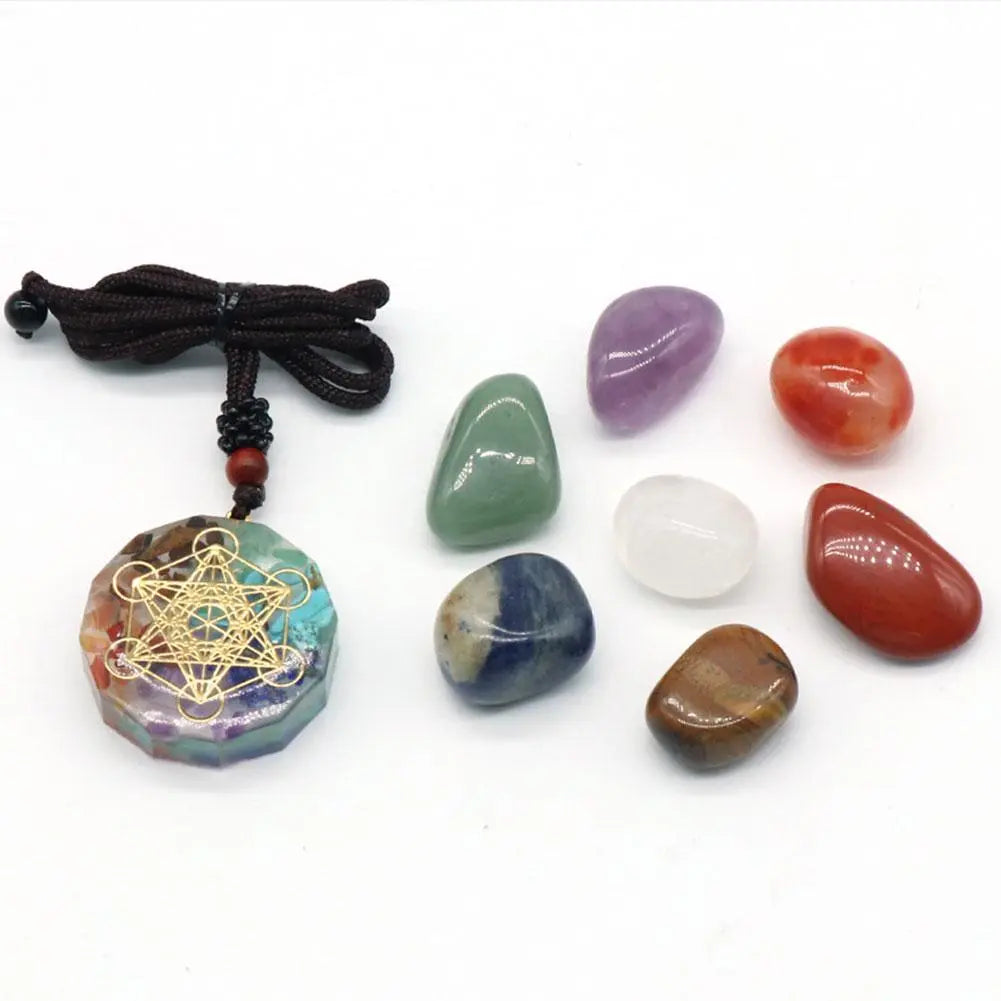 Natural Crystal Chakras Kit Amethyst Stone Healing
